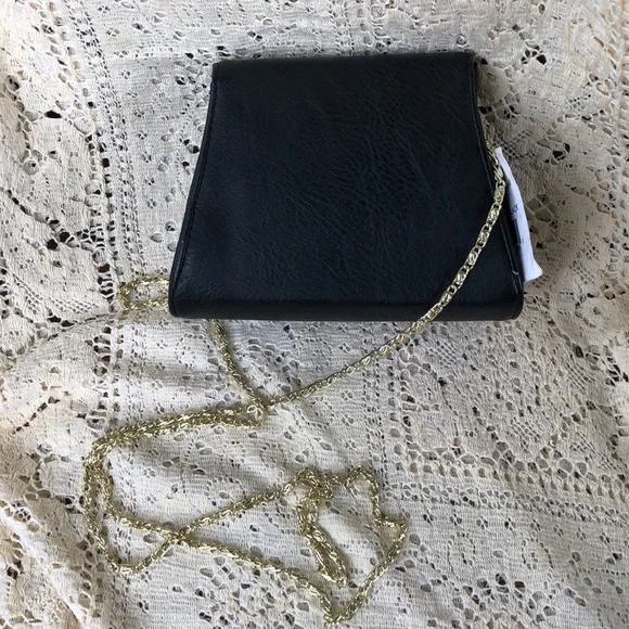 Lulu Black Mini Evening Bag with Bow and Goldtone Chain Strap - Picture 3 of 10